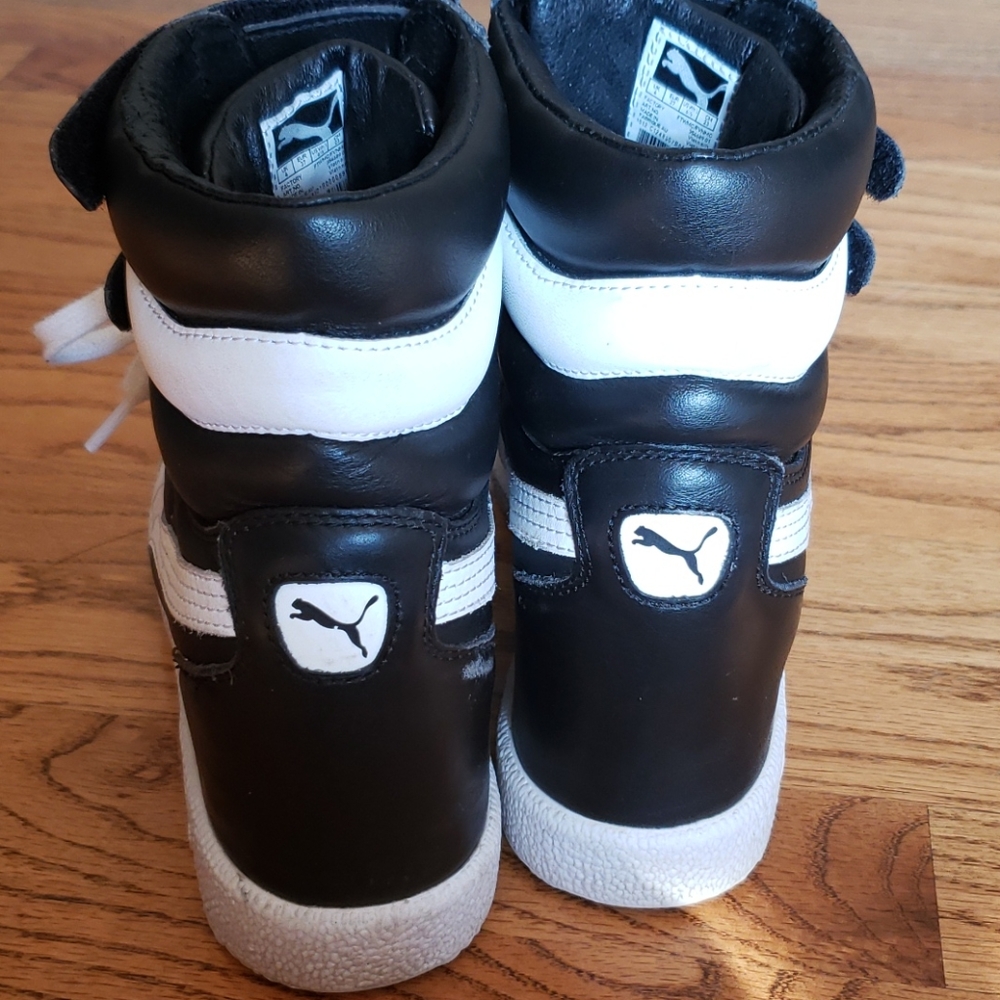 Puma Black and White High-Top Wedge Sneakers - Picture 5 of 7